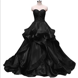 Black ruffled ball gown